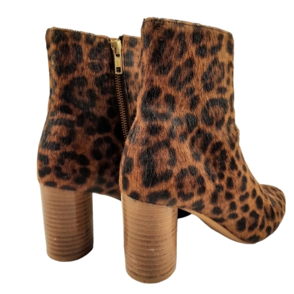 A.P.C. LIV Calf Hair Leather Ankle Boot Leopard Animal Print Pony Bootie Heeled - Picture 5 of 10